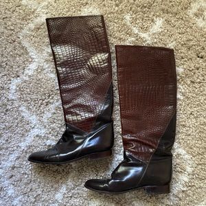 Vintage Embossed Leather Riding Boots